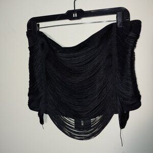 PrettyLittleThing Black Tassel Bandeau Crop Top Plus Size 18